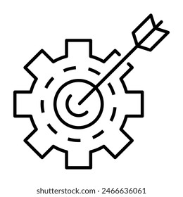Achievement goal and cogwheel icon, solution and business, problem solving icon