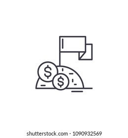 Achievement of goal linear icon concept. Achievement of goal line vector sign, symbol, illustration.