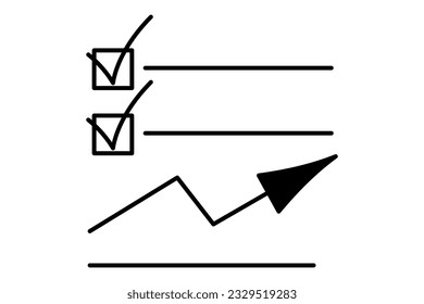 achievement of goals, execution of action plan, results of plans, icon, illustration linear  