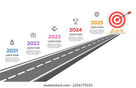 Achievement Goals Pathway Infographic. Business presentation. Vector illustration.