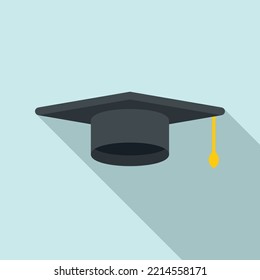 Achievement graduation hat icon flat vector. College diploma. Graduate student