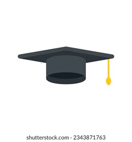 Achievement graduation hat icon flat vector. College diploma. Graduate student isolated