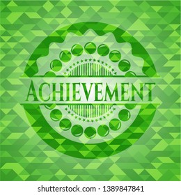 Achievement green mosaic emblem. Vector Illustration. Detailed.