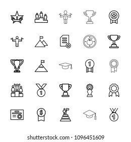 Achievement icon. collection of 25 achievement outline icons such as man with flags, medal, dollar award, trophy, ranking. editable achievement icons for web and mobile.