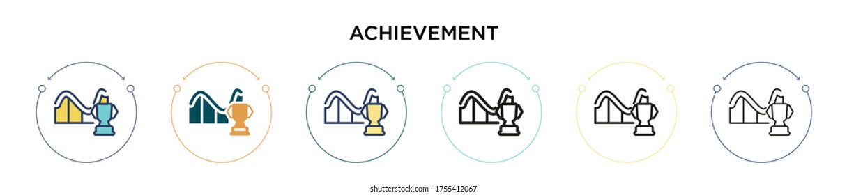 Achievement icon in filled, thin line, outline and stroke style. Vector illustration of two colored and black achievement vector icons designs can be used for mobile, ui, web