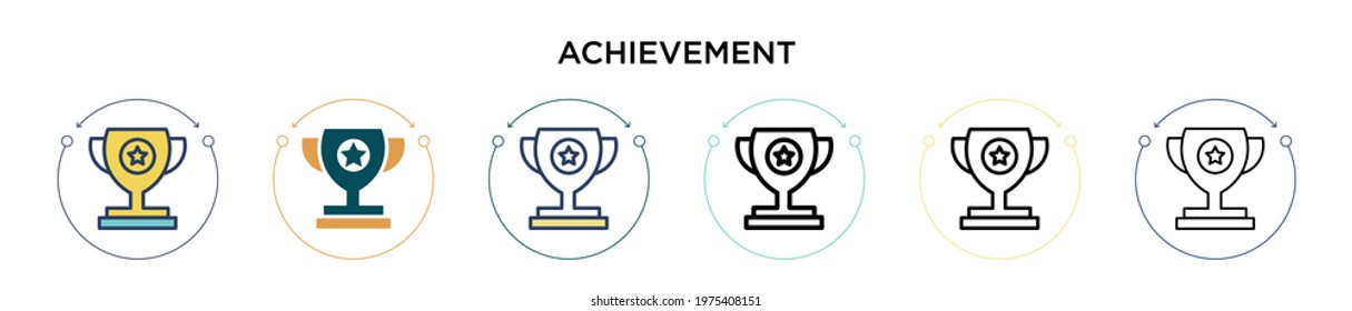 Achievement icon in filled, thin line, outline and stroke style. Vector illustration of two colored and black achievement vector icons designs can be used for mobile, ui, web