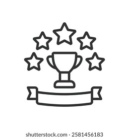 Achievement, icon in line design. Achievement, success, accomplishment, milestone, victory, goal, completion on white background vector. Achievement editable stroke icon