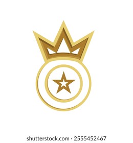 achievement icon. medal and crown vector. stars numbers one, two and three. gold, silver and bronze. competition, results, struggle. mixed design style