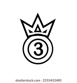 achievement icon. medal and crown vector. stars numbers one, two and three. gold, silver and bronze. competition, results, struggle. line design style