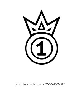 achievement icon. medal and crown vector. stars numbers one, two and three. gold, silver and bronze. competition, results, struggle. line design style