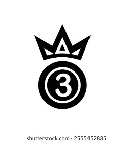 achievement icon. medal and crown vector. stars numbers one, two and three. gold, silver and bronze. competition, results, struggle. solid design style
