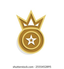 achievement icon. medal and crown vector. stars numbers one, two and three. gold, silver and bronze. competition, results, struggle. flat color design style
