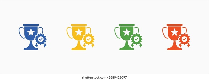 Achievement Icon Set Color Multiple Style Collection