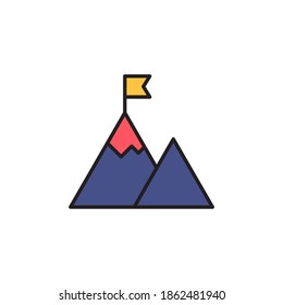 contorno relleno del vector de icono de logro. icono coloreado con éxito. aislado en fondo blanco