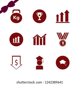 achievement icon. achievement vector icons set graduaded student, medal, weight and graduation hat