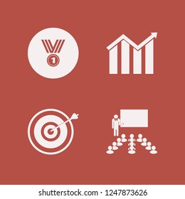 achievement icon. achievement vector icons set target, medal, growing graph and teacher in classroom
