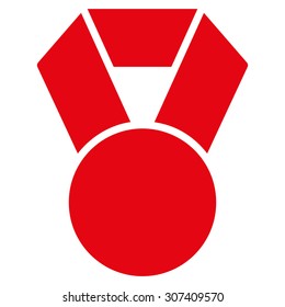 Achievement icon. Vector style is flat symbols, red color, rounded angles, white background.