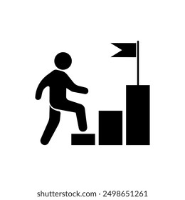 Achievement icon. Icon of walking up the stairs to grab the flag