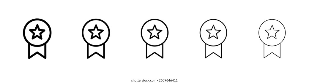 Achievement icons vectors set in different stroke lines