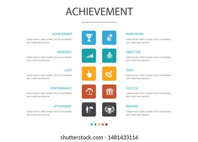 achievement  Infographic 10 option concept.progress, performance, goal, success simple icons