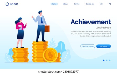 Achievement landing page website flat design illustration vector template 