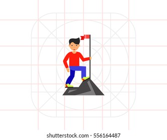 Achievement of Man on Mountain Top Icon