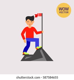 Achievement of Man on Mountain Top Icon