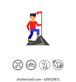 Achievement of Man on Mountain Top Icon