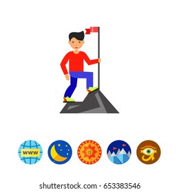 Achievement of Man on Mountain Top Icon