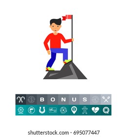 Achievement of Man on Mountain Top Icon