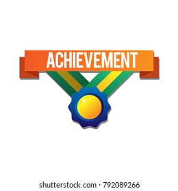 Achievement Medal Design. Medal Achievement with ribbon. 