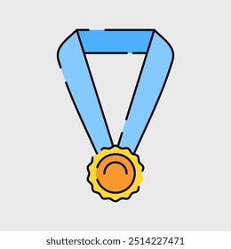 Achievement Medal Icon Flat Color Illustration