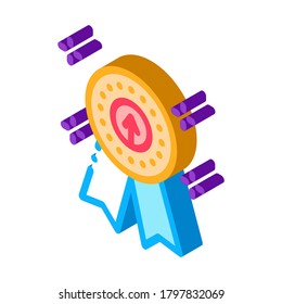 achievement medal icon vector. isometric achievement medal sign. color isolated symbol illustration