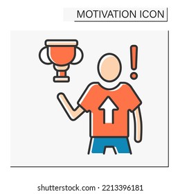 Achievement motivation color icon.Pursuing and achieving specific goals not for rewards. Motivation concept. Isolated vector illustration