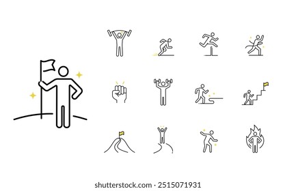 Achievement and Motivation Pictogram Vector Set - Icons for Success, Goals, and Personal Growth