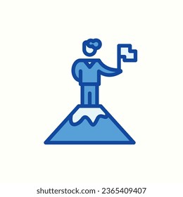 logro, icono azul de montaña, icono aislado en fondo claro, perfecto para sitio web, blog, logo, diseño gráfico, medios sociales, interfaz de usuario, aplicación móvil