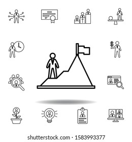 Achievement, mountain, worker icon. Set of hr elements. Can be used for web, logo, mobile app, UI, UX