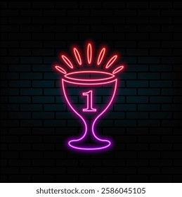Achievement, neon award icon. Blue and yellow neon vector icon.