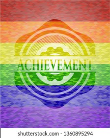 Achievement on mosaic background with the colors of the LGBT flag