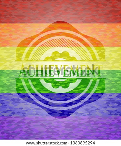 Achievement on mosaic background with the colors of the LGBT flag