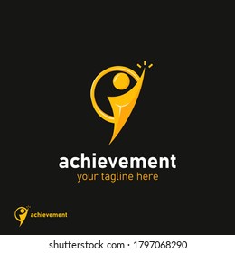 Achievement People Visionary Leader Reach High Target, Reaching Star Vision Logo Icon Symbol In Gold Color