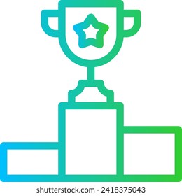 Achievement performance business icon with blue and green gradient outline style. success, goal, achievement, business, target, concept, leadership. Vector Illustration