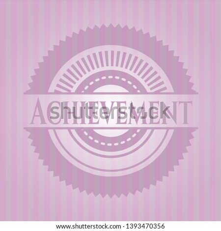 Achievement pink emblem. Vector Illustration. Detailed.