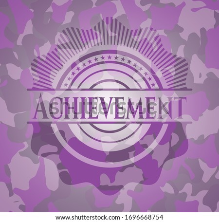 Achievement pink on camouflaged pattern. Vector Illustration. Detailed.