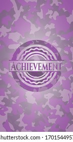 Achievement pink written on a camo texture. Vector Illustration. Detailed.