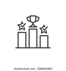 Achievement, podium line icon. linear style sign for mobile concept and web design. Winner podium with trophy star outline vector icon. Symbol, logo illustration. Vector graphics