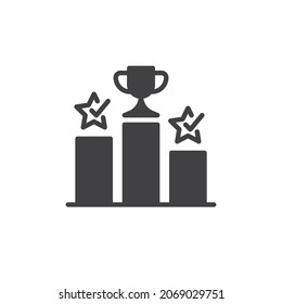 Achievement, podium vector icon. filled flat sign for mobile concept and web design. Winner podium with trophy star glyph icon. Symbol, logo illustration. Vector graphics