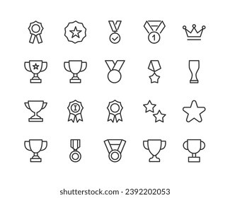 achievement related icon set. Editable stroke. Pixel Perfect 24x24px icons