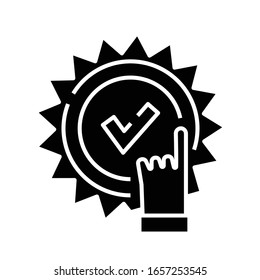 Achievement reward black icon, concept illustration, vector flat symbol, glyph sign.