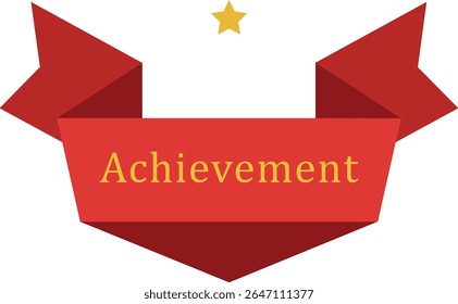 Achievement Ribbon Banner with Star – Flat Vector Reward Icon